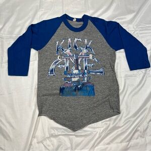 Vintage 80s Kick Axe Raglan Band T-Shirt Medium USA Made Metal Graphic Tee